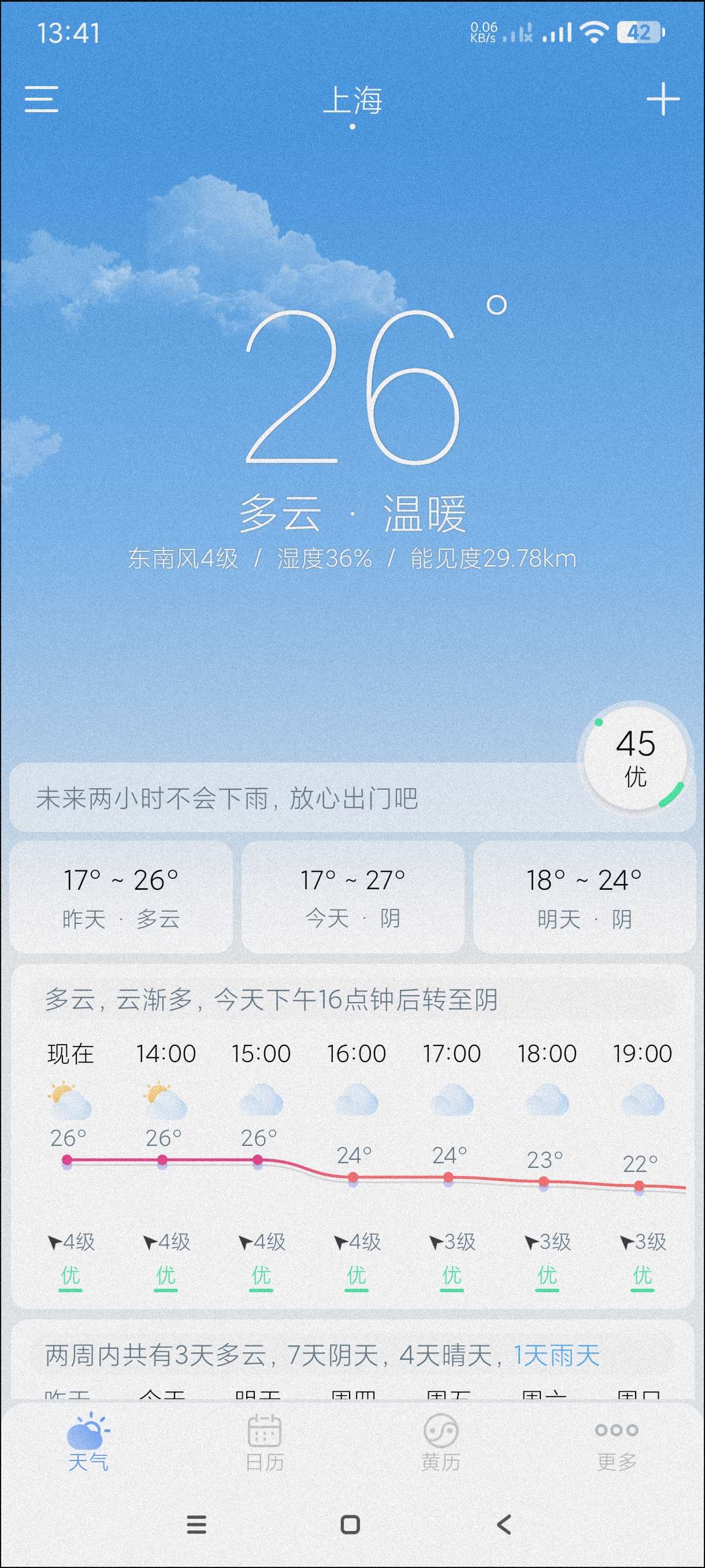 【分享】天气王4.2.2🔥精准预测未来半月天气~日历黄历~无广